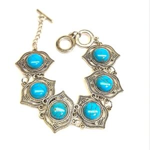 Turquoise Dyed Howlite Silvertone Bracelet